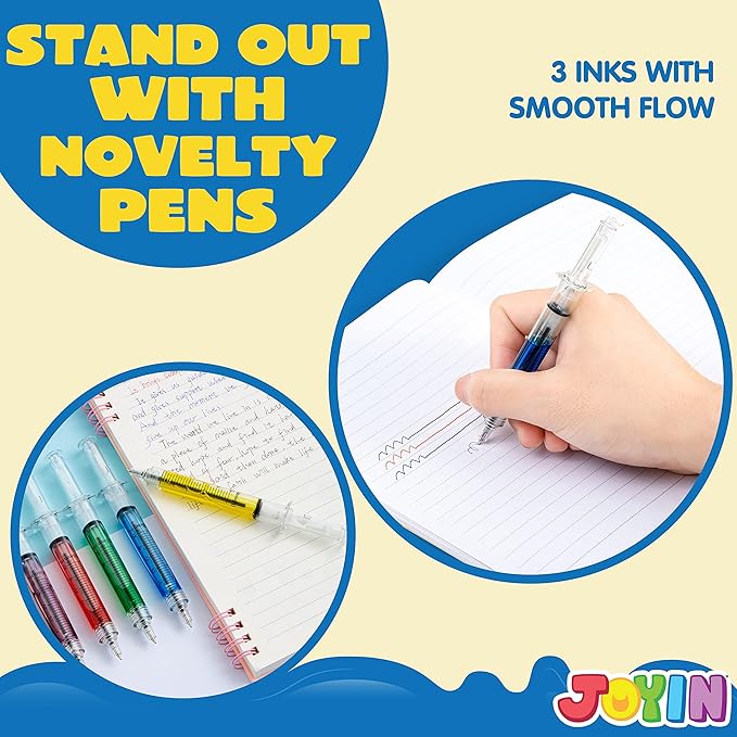 JOYIN 36pk Retractable- Syringe Pens Bulk Party Favors Fun Nurse Pens, Multi Color Novelty Pens, Nursing School Supplies, Halloween Party Favors