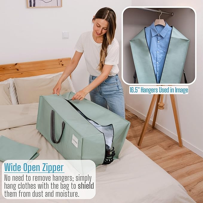 VENO 2 Pack Moving Bags w/Backpack Straps, Moving Boxes & Storage Bins Alternative, Packing Supplies, Camping Accessories Totes, Dorm Room Essentials Storage Bags (Light Green Matte, 2 Pack)