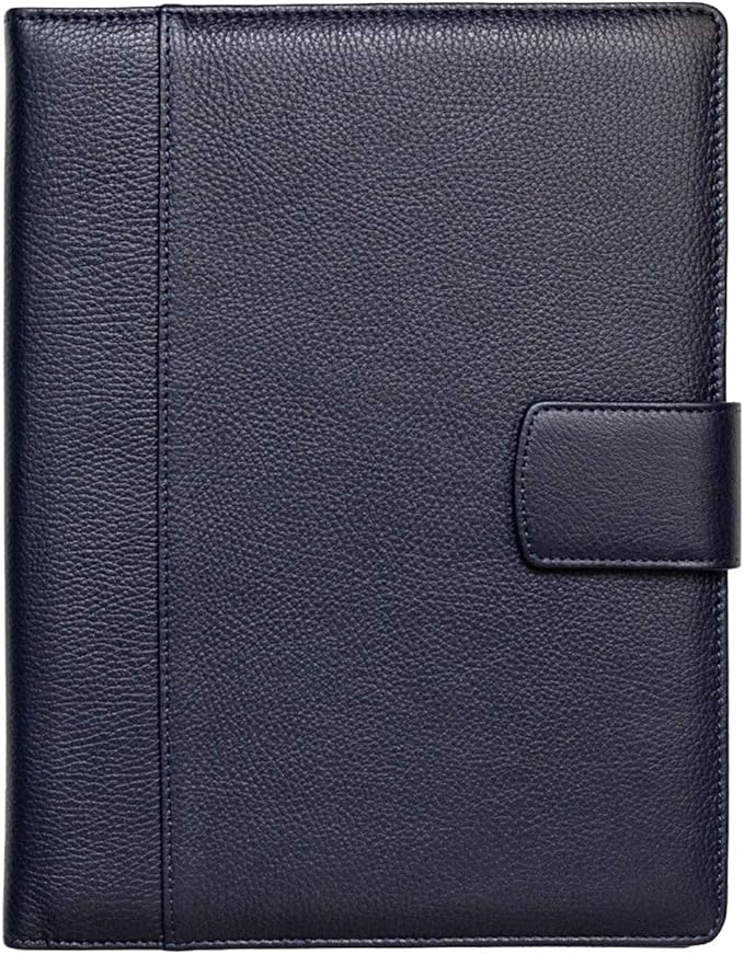 Maruse Italian Leather Executive Padfolio, Folder Organizer with Magnetic Closure and Writing Pad, Handmade in Italy, Navy Blue