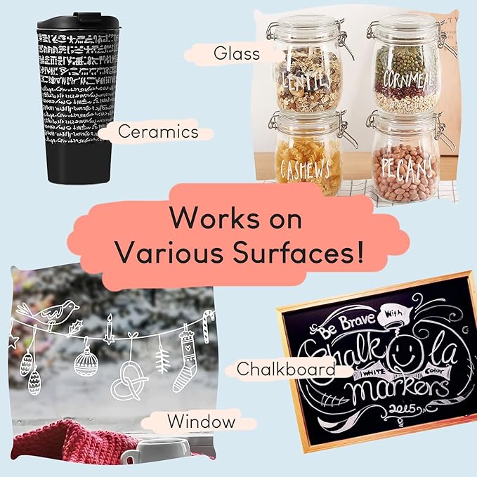 Stationery Island Liquid Chalk Pens White Markers for Blackboards Dry Erase Chalk Marker Pens Wipeable for Chalkboard, Window, Glass, Signs and Mirrors - 3mm Fine Bullet Nibs (White Pack of 4)