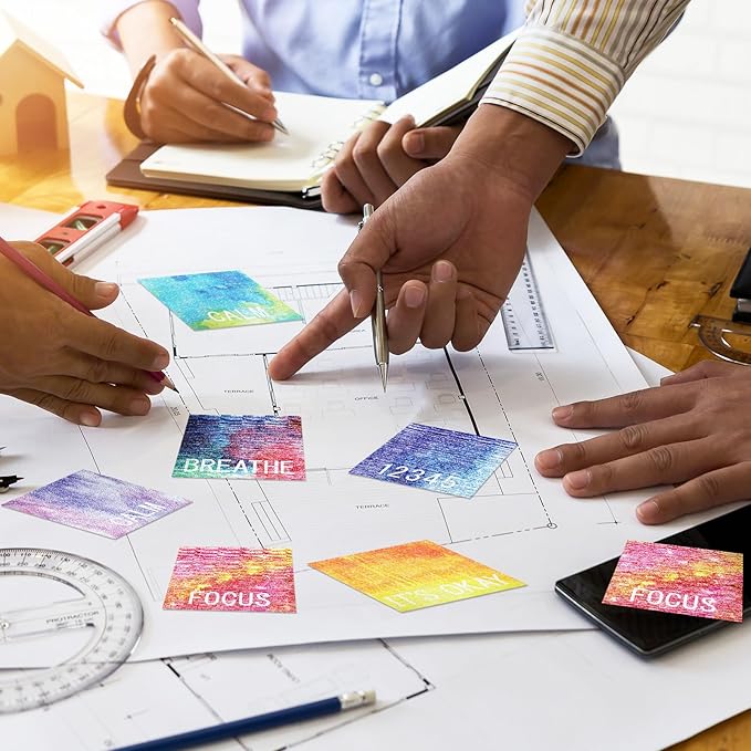 80 Pcs Anxiety Sensory Stickers with Inspirational Quotes Calm Textured Strips Relief Mental Health Stickers School Office Adhesive Sensory Tape Anti Stress Toys for Adults Teens (Classic)