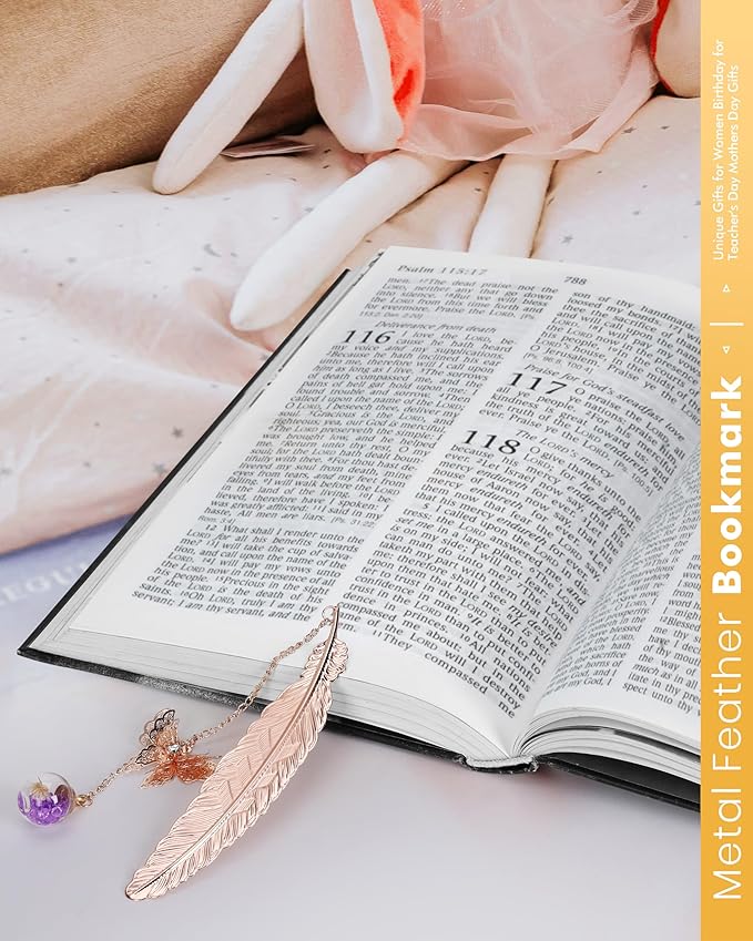 Bookmarks Christmas Stocking Stuffer for Women, Teacher Gifts Cute Metal Feather Bookmark Butterfly Unique Birthday Holiday Reading Gifts for Mom Wife Daughter Teen Girls Book Lovers Reader Coworker