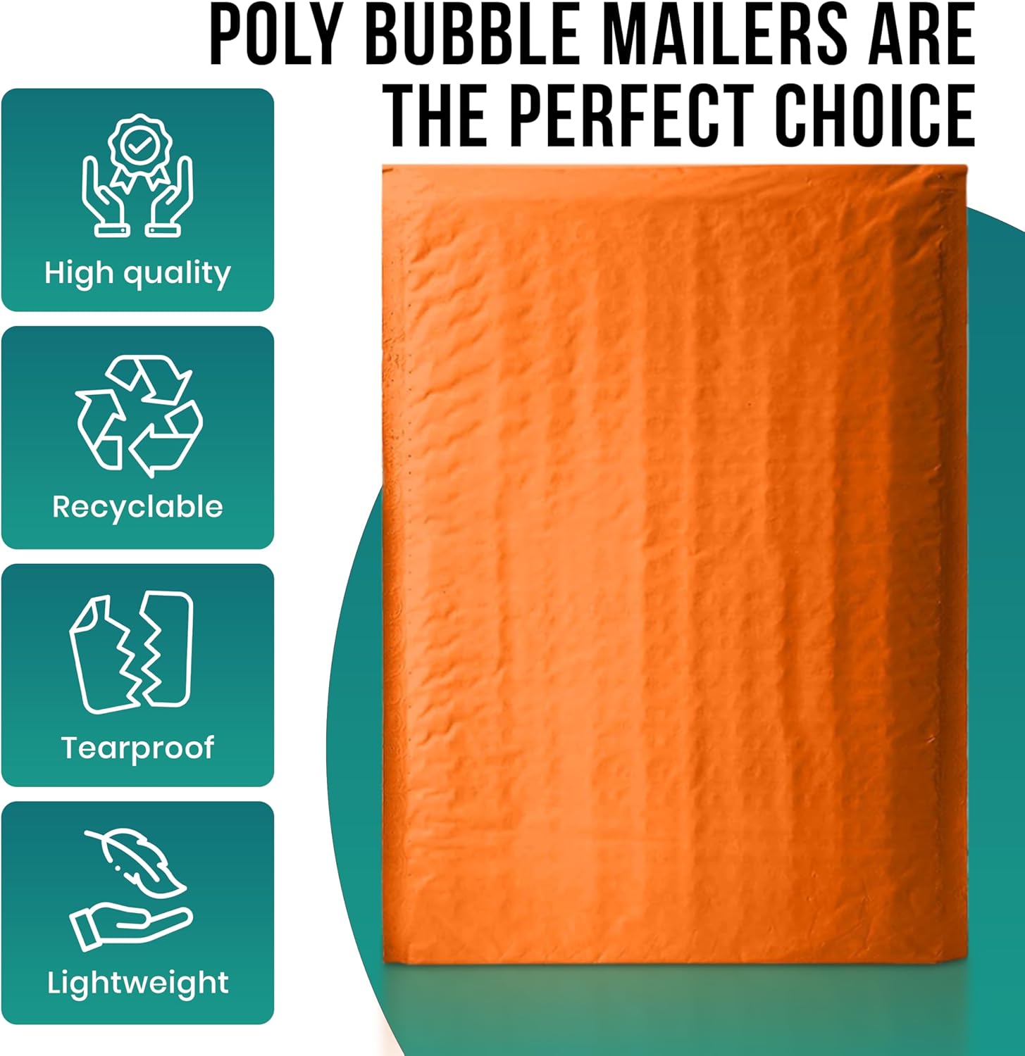 Levex - #000 4" x 8" [5 Pack] Orange Poly Bubble Mailers, Padded Envelope Mailers, Packing Envelope & Mailing Bags for Shipping