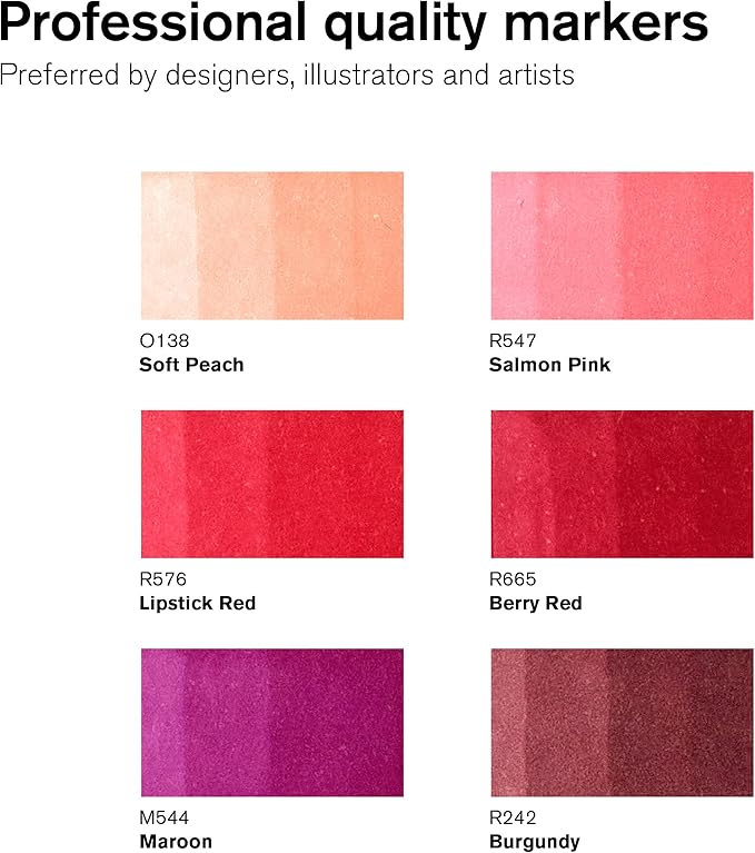 Winsor & Newton ProMarker Set, 6 Count, Red Tones