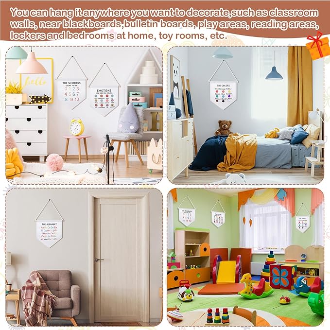 Boao 4 Pcs Boho Classroom Decor Hanging Classroom Decorations Wall Display Banners Elementary Wall Art Banner Welcome to Teacher Gift(Education,Cute)