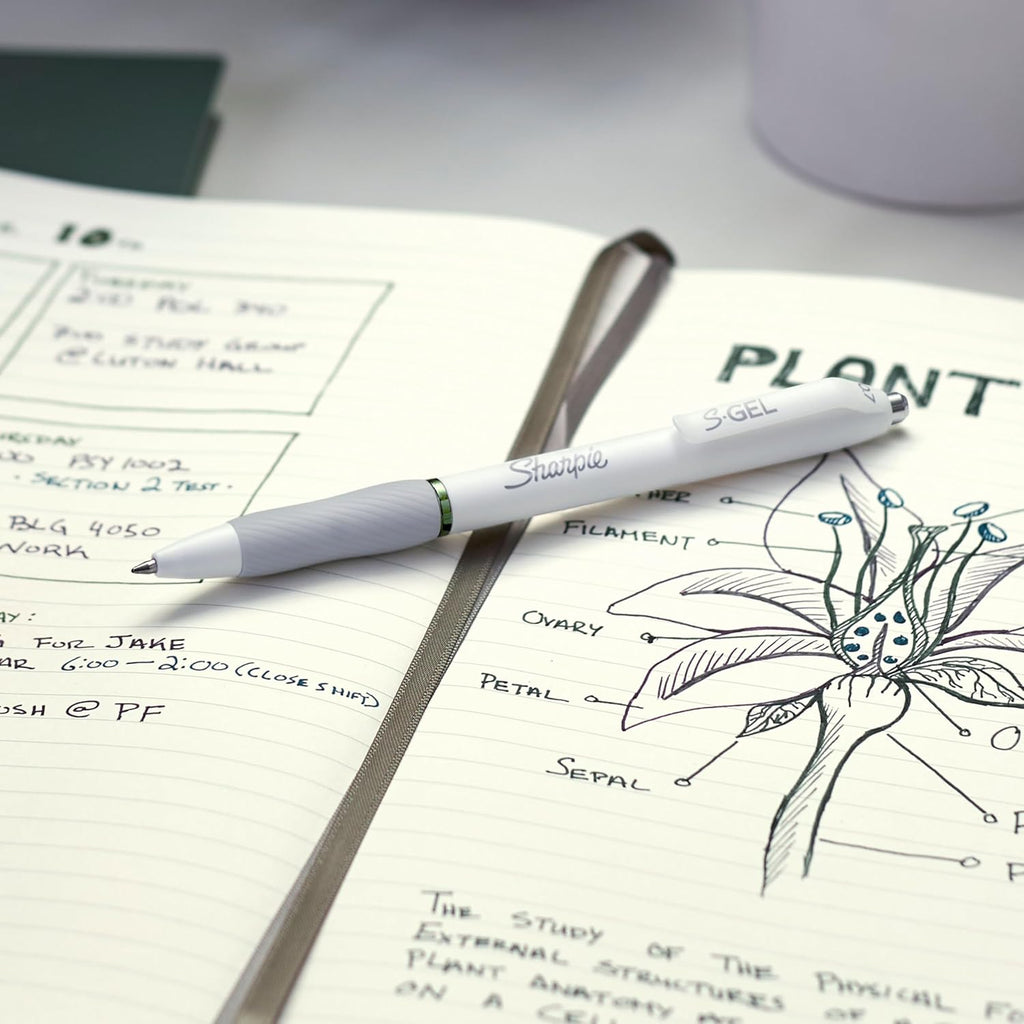 Sharpie S-Gel Pens, Fashion Barrel Gel Pens, Pearl White Body, Medium (0.7mm) Point, Bold Ink Colors, 12 Count