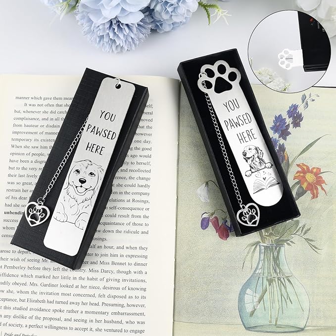 2Pcs Golden Retriever Gifts for Women Men Funny Bookmarks Bulk Golden Retriever Dog Bookmarks for Book Lovers Cute Metal Book Mark Birthday Gifts for Reader Coworker Friends Adults Dog Owner Lover