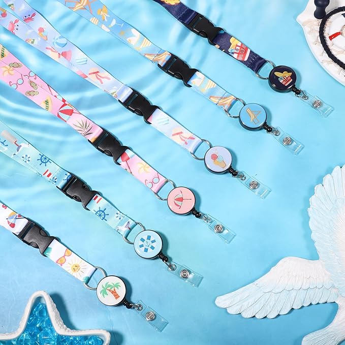 6 Pack Cruise Ship Lanyards, Cruise Lanyards for Ship Key Cards with Waterproof ID Holder Cruise Luggage Tags Retractable Badge Reel & Detachable Buckle for Cruise Essentials