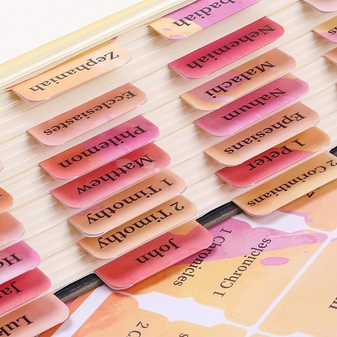 Mr. Pen- Bible Tabs, 75 Tabs, Spring Pink, Laminated Bible Tabs for Women and Men, Bible Tabs for Study Bible, Bible Index Tabs, Bible Book Tabs, Bible Labels Tabs, Mr Pen Bible Tabs
