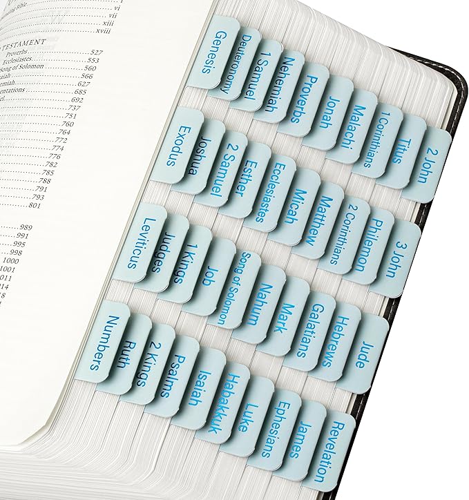 Mr. Pen- Bible Tabs, 75 Tabs, Light Dusty Blue, Blue Foil Lettering, Laminated Bible Tabs for Women and Men, Mr Pen Bible Tabs for Study Bible Index Tabs, Bible Book Tabs, Bible Labels Tabs