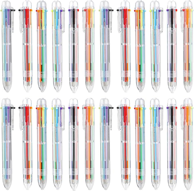 Easter Basket Stuffers 24 PCS Ballpoint Pens for School 6-in-1 Colored Pens Ballpoint Party Favors Office Supplies Multicolor Pens Back to School Gifts for Kid Students Son Daughter Classroom Birthday