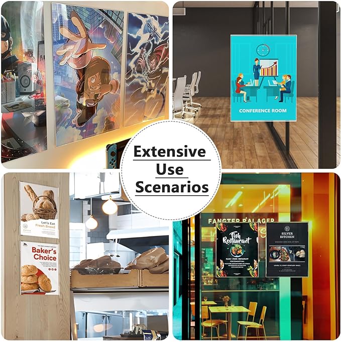 MaxGear Acrylic Sign Holder 8.5 x 11 Wall Mount Clear Plastic Sign Holders with Double-Sided Tape, Clear Sign Holder Paper Poster Door Document Flyer Acrylic Frame for Office, Home, Store, Restaurant