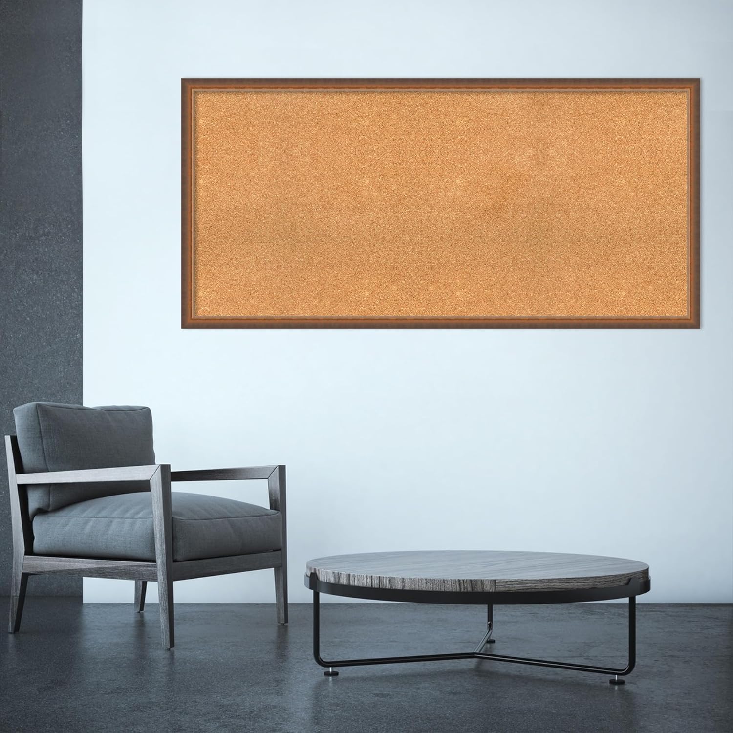 Amanti Art Natural Cork Board for Wall, 26x54 Vision Board with Bronze Frame, Oversize Corkboard Office Decor for Home Organization, Modern Corkboard Pinboard to Display Items for Home Organization