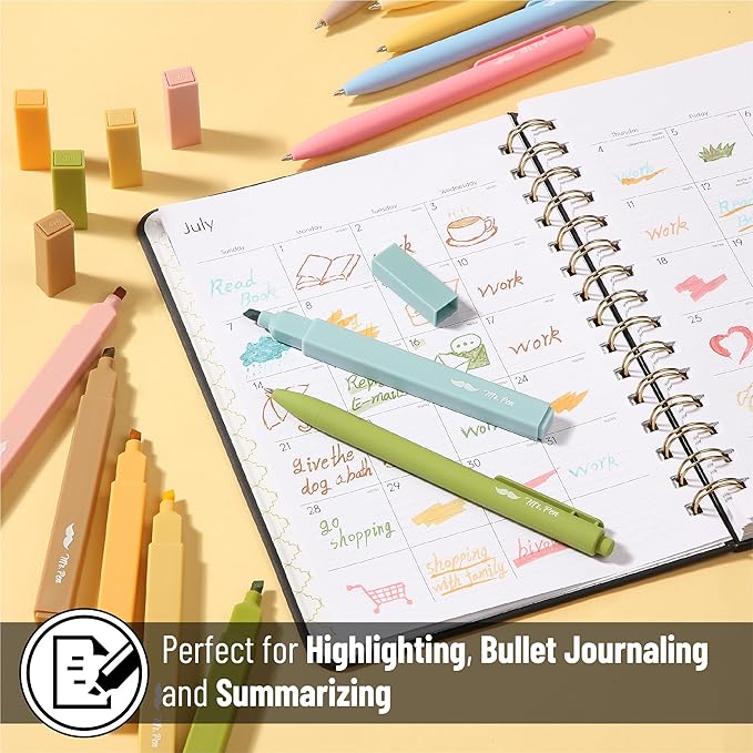 Mr. Pen- Aesthetic Highlighters and Gel Pens, 12 Pack, Bright Colors Bible Highlighters No Bleed, Colorful Ink Gel Pens, Cute Highlighter Pens, No Bleed Highlighters for Bibles, Aesthetic Gel Pens