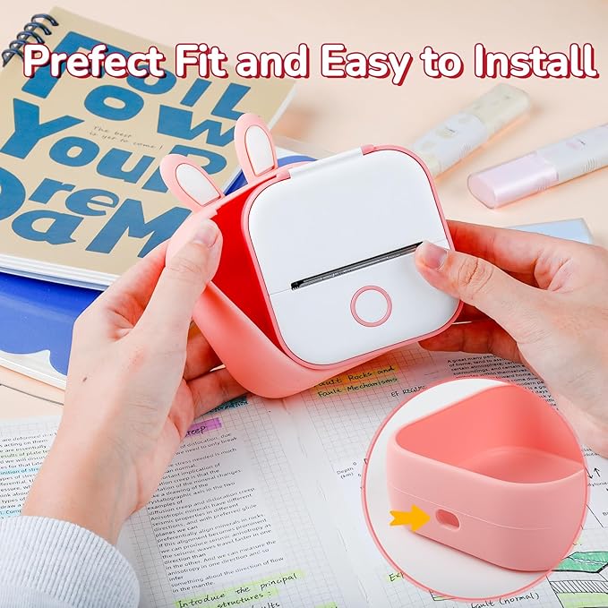 Phomemo T02 Case Pink- Compatible with T02 Mini Printer, Adorably Unique Design Flexible Protective Case for Gift