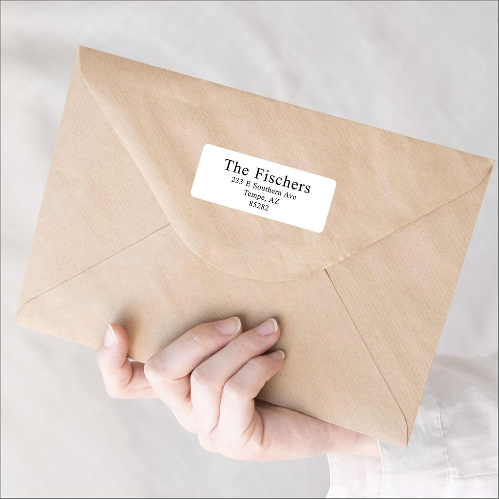 White Address Labels for Business - Personalized Return Address Labels, Custom Mailing Labels, Shipping Stickers for Envelopes and Packages (Serif Font)