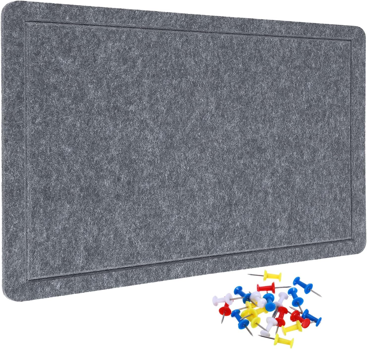 YOKIVE Felt Bulletin Board, 31.5 x 24 -Inch Foldable Decorative Pin Board Self Adhesive Felt Cork Board with 20 Pushpins, Great for Wall, Photo Display, Paste Note, Schedule(Gray)