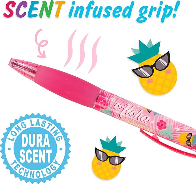 Glitter Gel Smens (2 Pack) - Aloha Unicorn Scented Pens, Colored Glitter Gel Ink, Medium Point, 8 Count