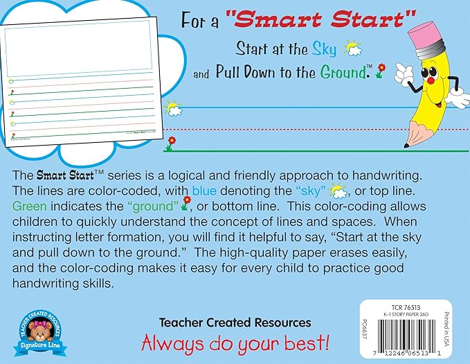 Teacher Created Resources Smart Start K-1 Story Paper: 360 Sheets (76513),White