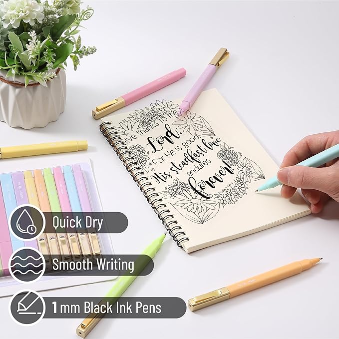 Mr. Pen Aesthetic Highlighter Pens - 12 Pack, Pastel Color No Bleed, Black Ink Bible Pens for Bibles