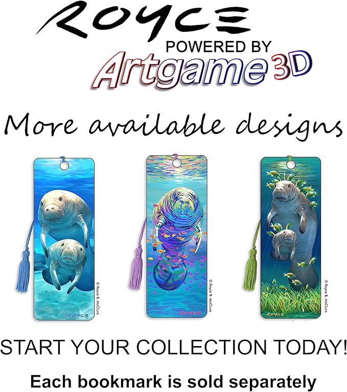 3D Bookmarks Featuring The Artwork of Royce B Mcclure (Painted Manatee)