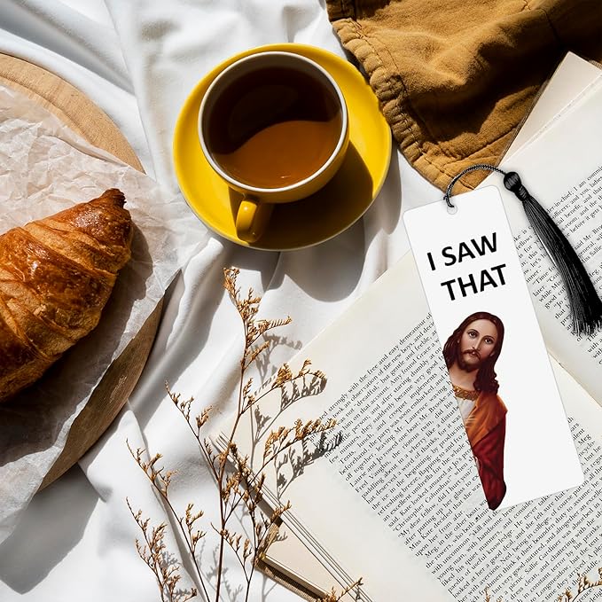 8 Pack Peeking Jesus Bookmark, Peeking Jesus is That Smut Bookmark, Peeking Jesus I Saw That Bookmark, Whatcha Doin'? (Black)