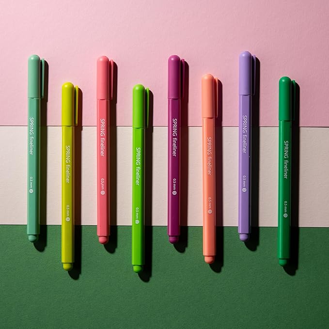 DIVERSEBEE Fine Tip Pens, 8 Bible Pens No Bleed Through, Assorted Fine Point Pens for Journaling, 0.5mm Fineliner Markers, Bible Study Journaling Supplies, Bible Accessories (Spring)