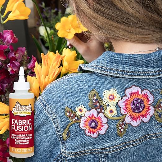 Aleene's Fabric Fusion Permanent Fabric Adhesive 4 fl. oz. Washable Fabric Glue for Clothes, Denim, Leather, Patches, Polyester, Cotton, Fabrics, Dries Flexible