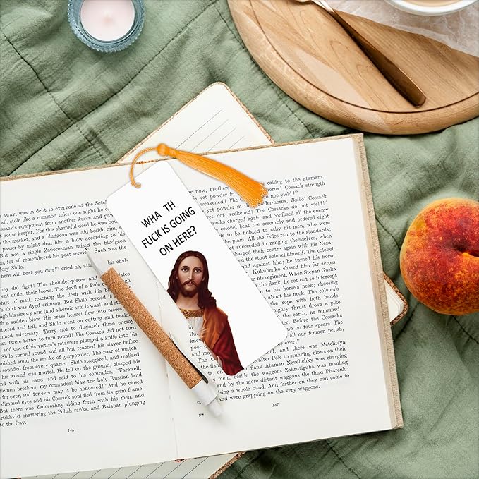 8 Pack Peeking Jesus Bookmark, Peeking Jesus is That Smut Bookmark, Peeking Jesus I Saw That Bookmark, Whatcha Doin'? (Gold)