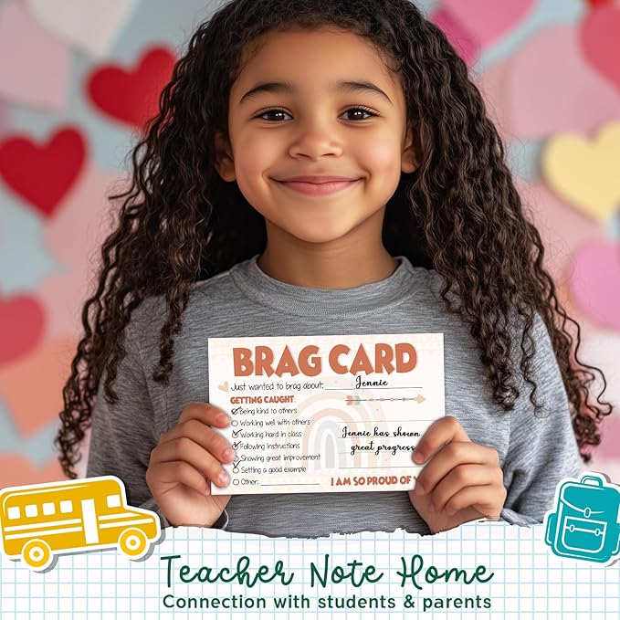 LOVEDMORE Boho Classroom Brag Cards for Teachers, Preschool, Elementary Classroom Incentives Cards for Students