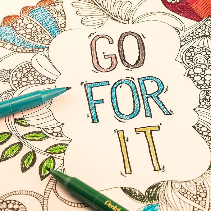 Pentel Color Marker Set, Fine Fiber Tip, Assorted Colors, Set of 24