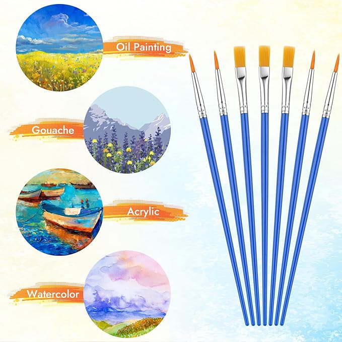 Small Paint Brushes Bulk, 88 pcs Nylon Hair Brushes, Flat Tip Round Acrylic Paint Brushes, Paint Brush Set, Artist Paintbrushes for Kids Adult Acrylic Oil Watercolor Canvas Face Nail Art Painting