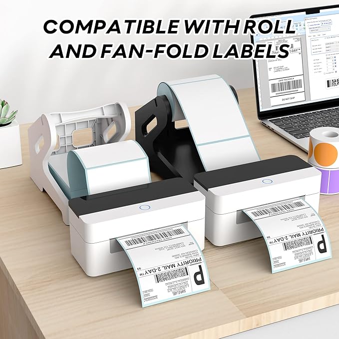 Label Holder, Thermal Shipping Label Holder for Rolls and Fan-Fold Labels, Desktop Label Printer Accessory for Office, Home