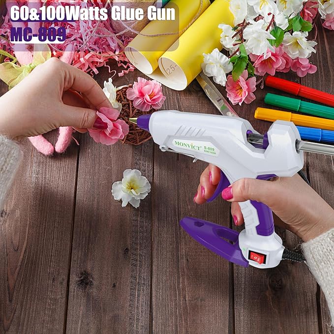 MONVICT Hot Glue Sticks, Pack of 100 (2.2 lb) 4"Long 0.43" Diameter Full-Size Hot Glue Gun Sticks Art Glues Pastes Hot Melt Sticks for Most Large Glue Guns, Clear Glue Sticks for DIY, Arts & Crafts