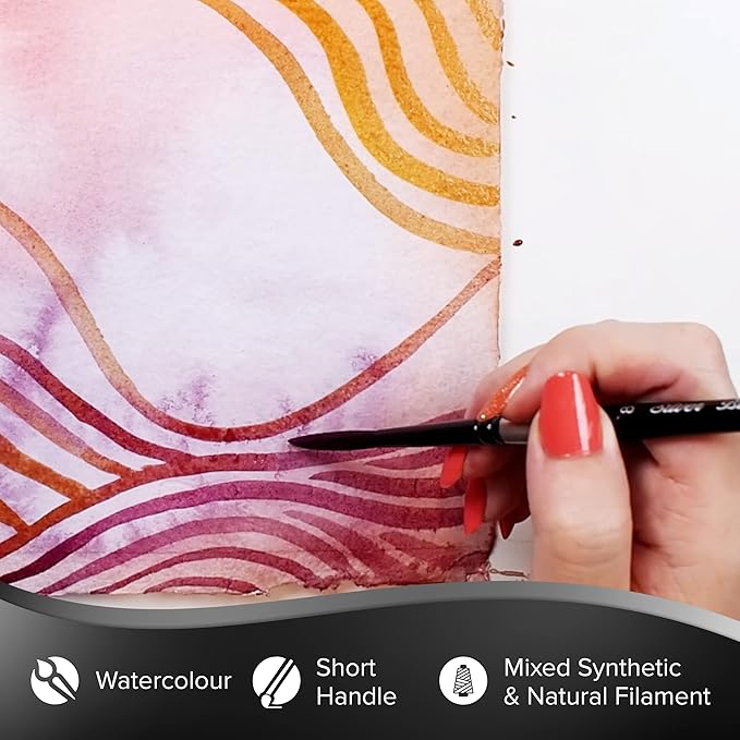 Silver Brush Limited 3007S -8 Black Velvet Script Liner Paintbrush for Watercolor, Gouache, Inks, & Dyes, Size 8, Short Handle