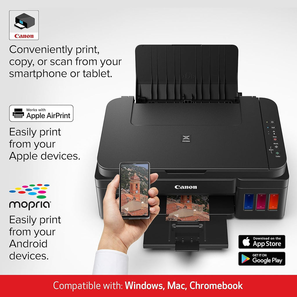 Canon G3200 All-In-One Wireless Supertank (MegaTank) Printer| Copier| Scanner| and Mobile Printing, Black, 6.5" x 17.6" x 13" (0630C002)