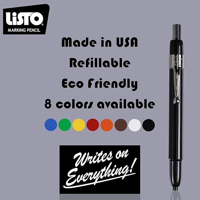 Listo 1620 BLACK COLOR - China Markers/Grease Pencils/China Marking/Pencils/Wax Pencils - Made in USA (24)