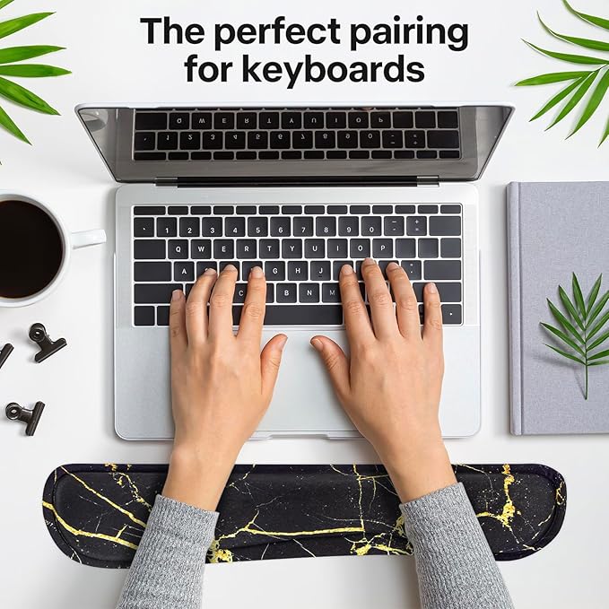 Yolanda Keyboard Wrist Rest Pad, Upgrade High-Density Thicken Memory Foam, Anti-Slip Rubber Base, Support for Easy Typing & Pain Relief,for Office,Gaming, Computer, Laptop, Mac, Marbling