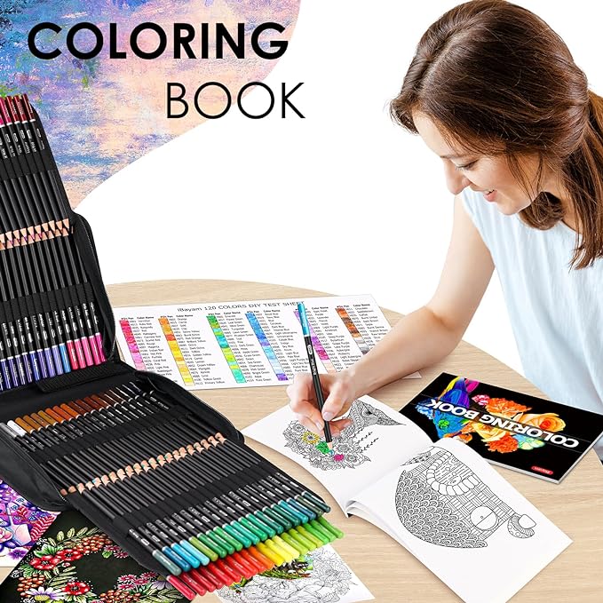 iBayam Art Supplies Sketching Kits, 123-Pack Colored Pencils Set with 3-Color Sketch Book, Coloring Book, Travel Case, Professional Artist Drawing Pencils Art Set Gift for Adults Kids Teens Girls Boys