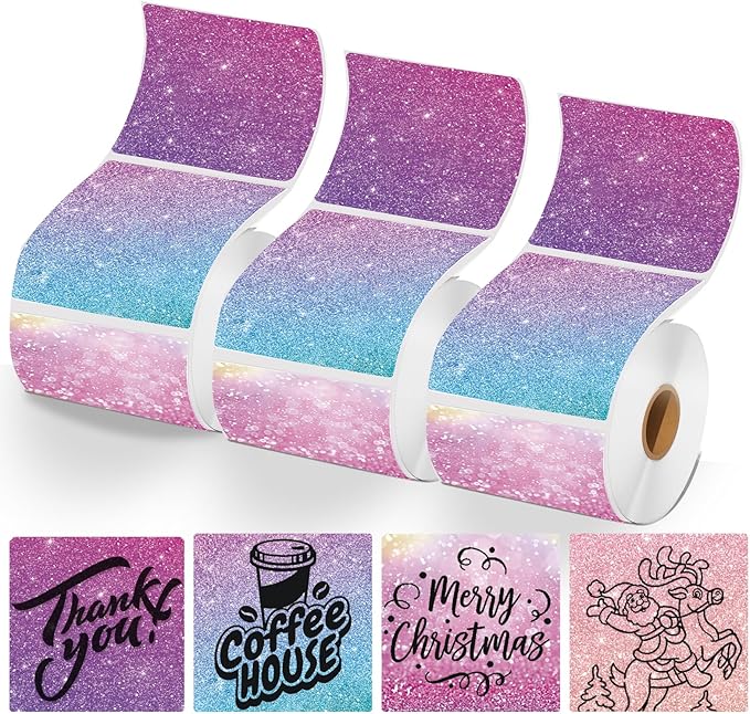 2inch Square Thermal Labels Self-Adhesive, 420 Sheets/3 Roll Printer Labels for Business and Home, Thermal Sticker for/Shipping/Packaging/DIY Logo Design/Thanks Card/Inventory