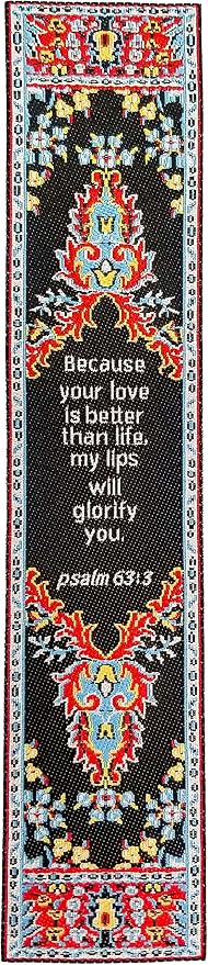 Your Love is Better Than Life, Bulk Pack of 6 Woven Fabric Christian Bookmarks, Silky Soft Psalm 63:3 Flexible Bookmarker for Novels Books and Bibles, Religious Memory Verse Gift