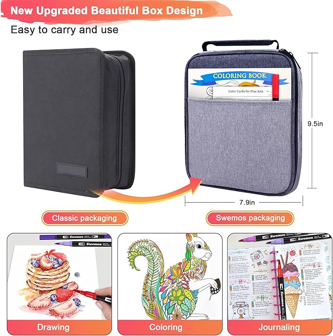 Markers for Adult Coloring Book, 72 Colors Art Markers Set Dual Tip Brush Pen, Coloring Markers Fine Point Artist Drawing Paintings Diaries Journaling Art projects Art Supplies with Case