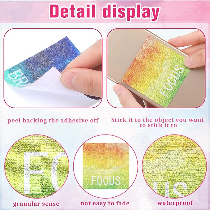 80 Pcs Anxiety Sensory Stickers with Inspirational Quotes Calm Textured Strips Relief Mental Health Stickers School Office Adhesive Sensory Tape Anti Stress Toys for Adults Teens (Classic)