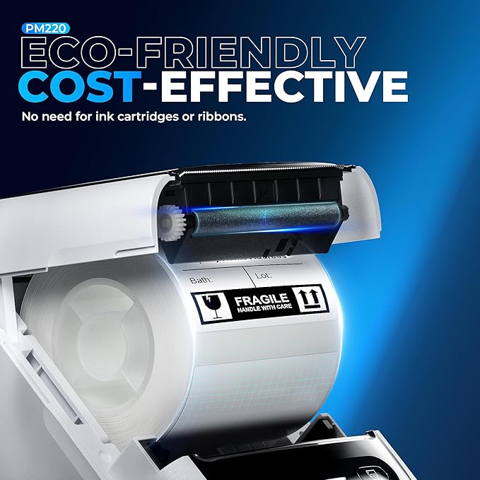 Nelko Label Maker Machine with Tape, PM220 Bluetooth Label Printer, 2 Inch Portable Thermal Printer for Small Business, Logo, Clothing, Sticker Printer for Phones & PC, with 3 Labels, White