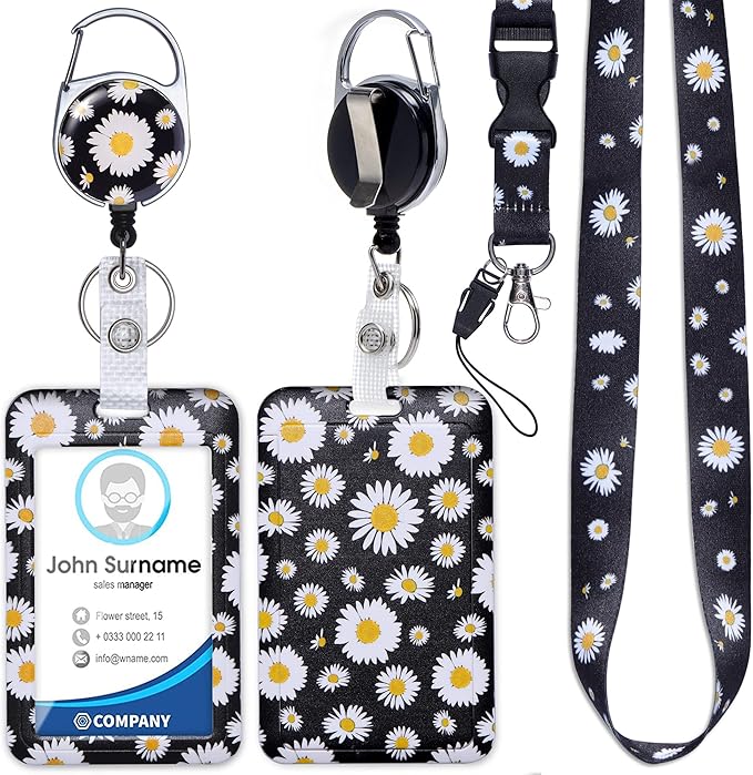 Cute ID Badge Holder with Lanyard Retractable Badge Reel Clip Funny Lanyards for ID Badges Name Tags Keychain for Office Teacher Doctor Student Women Men Nurse Accessories for Work