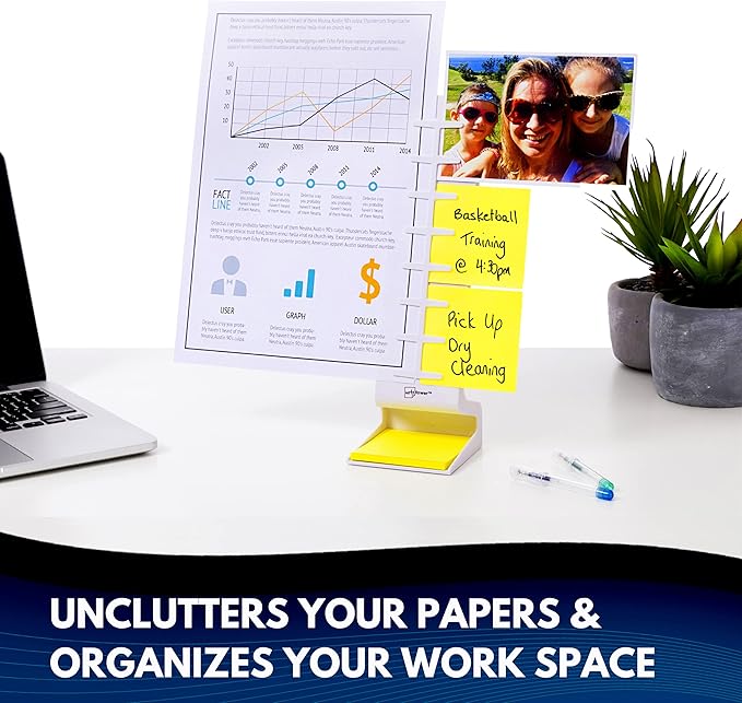 Note Tower Desktop Pro Dual Document Holder for Typing | Compact 2 Page Paper Holder Stand for Desk | Document Stand Holds Copy Paper, Photos & Post Notes | Dispenser includes 3x3 Sticky Notes | White