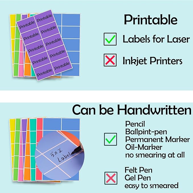 240 PCS Colored Labels Stickers 3 x 2 Inch Rectangular Moving Labels 8 Colors Large Color Coding Labels - Light Color
