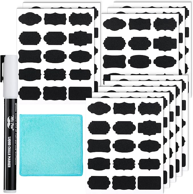 Mr. Pen- Chalkboard Labels, 150 pcs, Assorted Shapes, 1 White Chalk Marker and Small Towel, Labels, Label Stickers, Labels for Storage Bins, Sticker Labels, Bottle Labels, Food Labels, Jar Labels