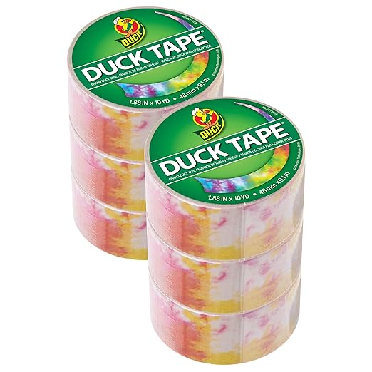 Duck Tape Brand 241817 Duck Printed Duct Tape, 6 Rolls, Tie-Dye