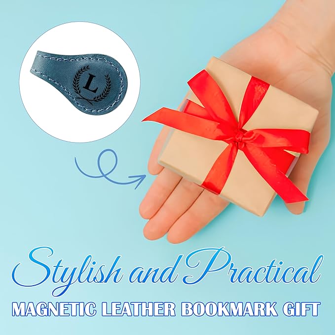 Personalized Magnetic Leather Bookmark - Genuine Leather Custom Bookmark with Initials, Handmade Magnetic Clips for Book Lovers, Readers, Kids, and Women - Premium Magnet Bookmark Charm